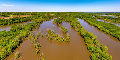 Flooded Minnesota River Valley near Blakely, MN.