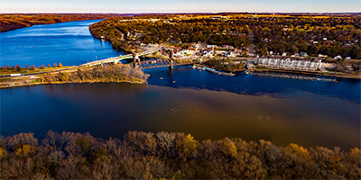 Prescott, WI, at the confluence of the Saint Croix and the Mississippi