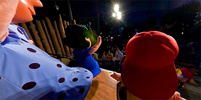 Charlie Brown, Snoopy, and crew at Camp Snoopy.