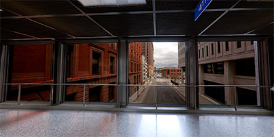St. Paul, Minnesota skyway above the path of the new light rail.