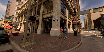 Vine St. and 4th St. in downtown Cincinnati, Ohio.