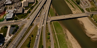 Over I-75 at W. 3rd St. in downtown Dayton, Ohio.