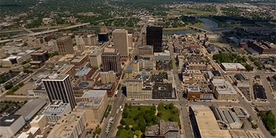 Over Jefferson @ 6th St in downtown Dayton, Ohio.