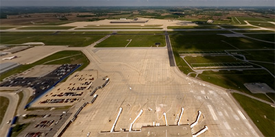 Above the Dayton International Airport in Vandalia, Ohio.