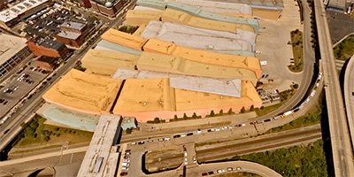 Over Convention Center Drive in downtown Columbus, Ohio