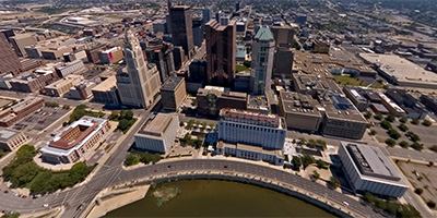 360 degree aerial panorama of Columbus, Ohio