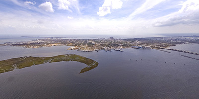 North of Biloxi over the Back Bay after Hurricane Katrina.
