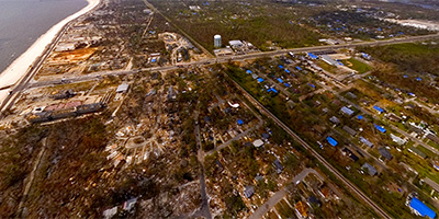 360 degree aerial panorama over Gulfport near Cowan Rd. after Hurricane Katrina.