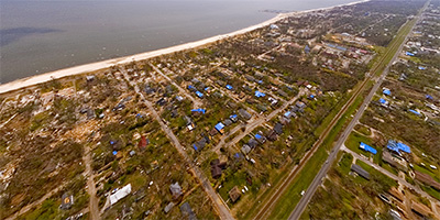 360 degree aerial panorama above east Long Beach after Hurricane Katrina.