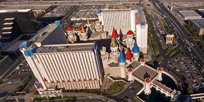 Over the Las Vegas Strip between Tropicana and Excalibur