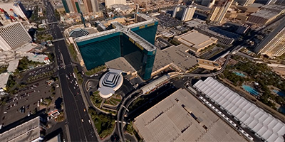Over the Las Vegas monorail behind the MGM Grand