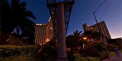Under the tram at Mandalay Bay Resort and Casino