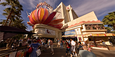 In front of the Flamingo on the Las Vegas Strip