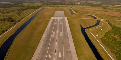 NASA - The north end of the space shuttle landing strip at Kennedy Space Center.