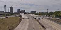 Collapsed 1-35W bridge from University Ave. overpass.