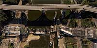 Collapsed 1-35W bridge over the Mississippi River in Minneapolis, MN.