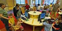 360 degree panorama inside the children's section of the new Minneapolis Public Library on opening day.