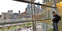 360 degree panorama from the fourth floor bridge of the new Minneapolis Public Library on opening day.