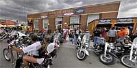 Main Street Sturgis, South Dakota in front of Sturgis Motorcycle Museum and Hall of Fame.