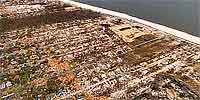 360 degree aerial panorama over Long Beach - Pass Christian city line after Katrina.