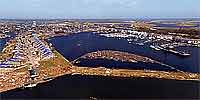 Aerial panorama over Slidell�s Grand Lagoon on Lake Pontcartrain after Katrina.