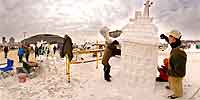 Snow Sculpture of King Kong climbing Foshay Tower